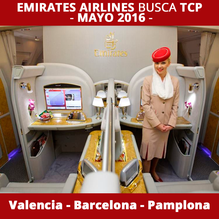 Convocatoria de empleo de Emirates Airlines: Openday para Auxiliares de Vuelo TCP en Valencia, Barcelona y Pamplona