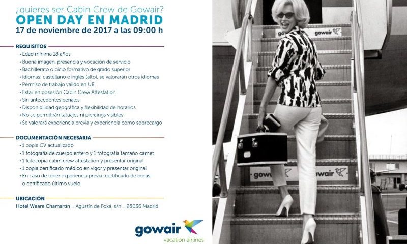 Oferta empleo para de vuelo: Openday de Gowair en Madrid — Escuela Superior