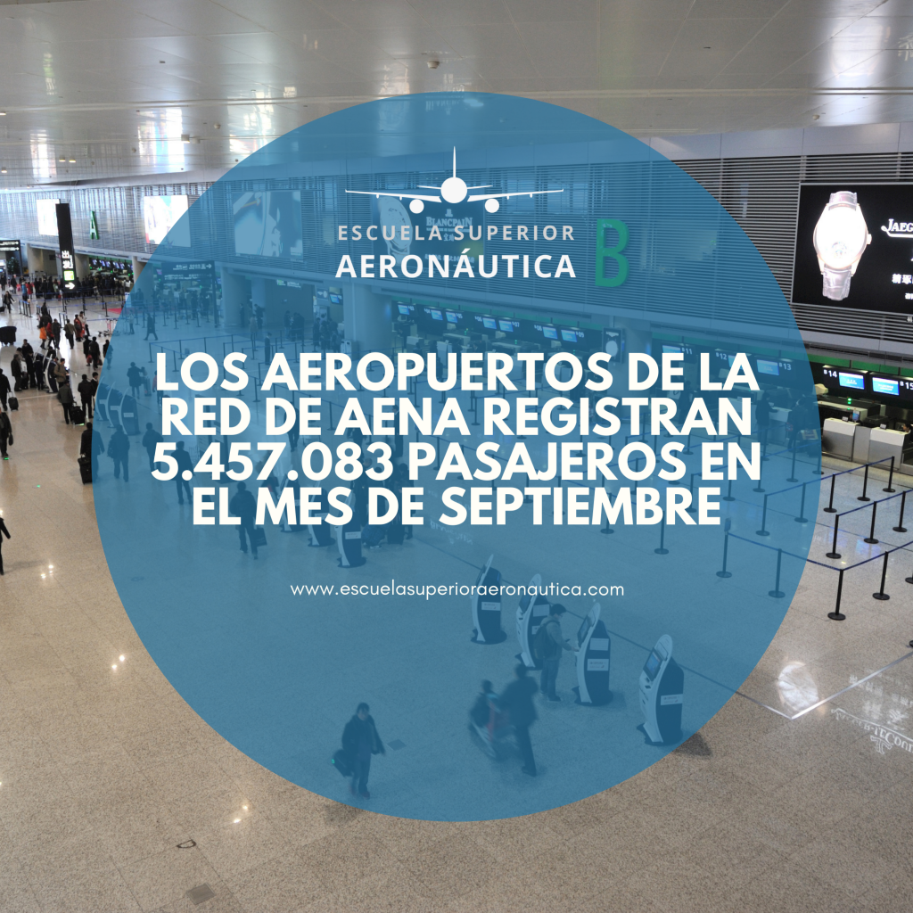 Los aeropuertos de la red de Aena registran 5.457.083 pasajeros en el mes de septiembre de 2020