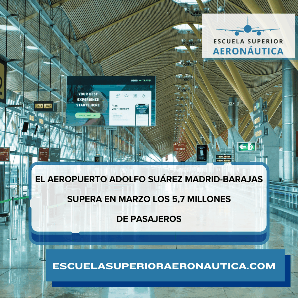 El Aeropuerto Adolfo Suárez Madrid-Barajas supera en marzo los 5,7 millones de pasajeros